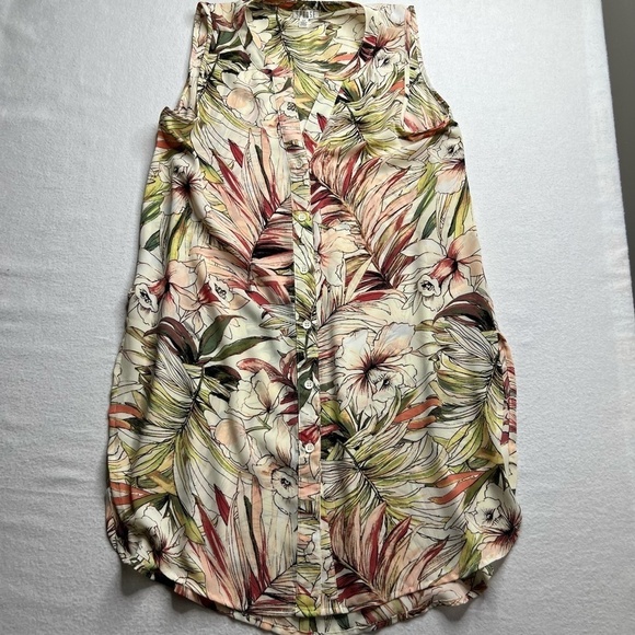 Spense‎ Tropical Floral Shirt Dress Tunic Tank Blouse Size S - Picture 3 of 8